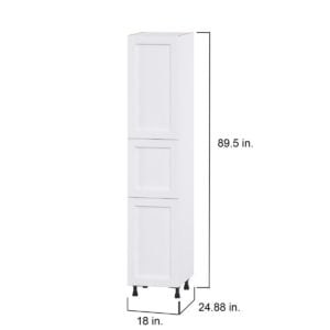 Dahlia Bright White  Shaker Assembled Pantry Cabinet with 2 Doors and 3 Inner Drawers (18 in. W X 89.5 in. H X 24 in. D)