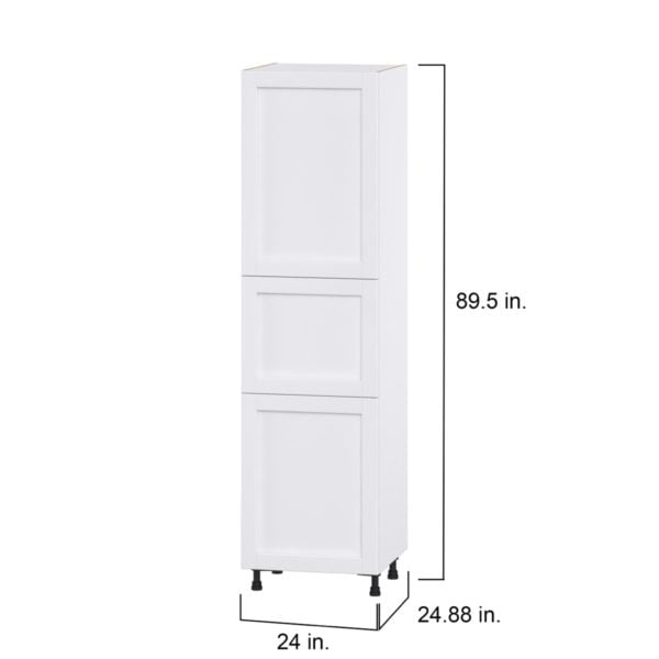 Dahlia Bright White  Shaker Assembled Pantry Cabinet with 2 Doors and 3 Inner Drawers (24 in. W X 89.5 in. H X 24 in. D)