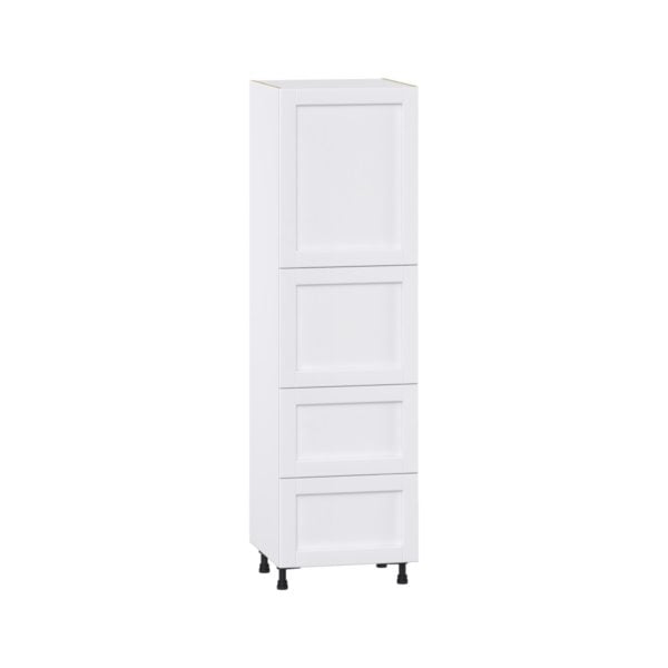 Dahlia Bright White  Shaker Assembled Pantry Cabinet 2 Doors with 2 Drawers and 2 Inner Drawers (24 in. W X 84.5 in. H X 24 in. D)