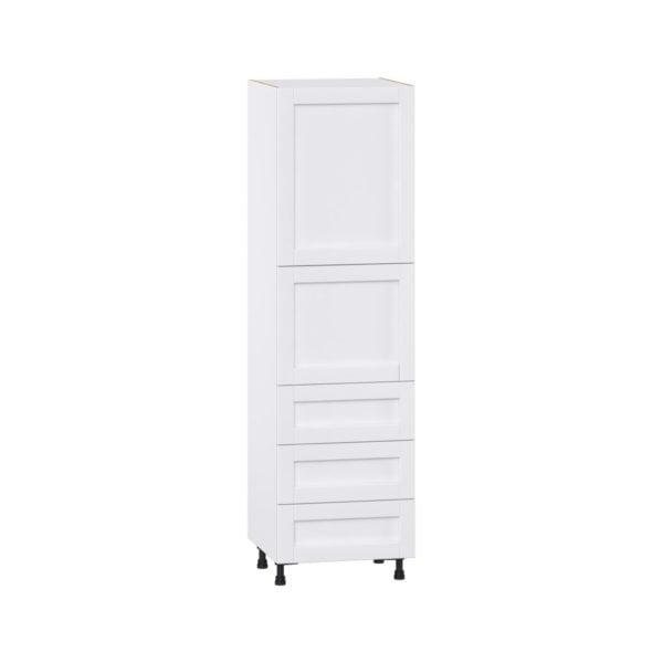 Dahlia Bright White  Shaker Assembled Pantry Cabinet 2 Doors with 3 Drawers and 2 Inner Drawers (24 in. W X 84.5 in. H X 24 in. D)