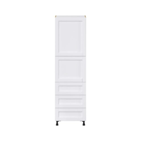 Dahlia Bright White  Shaker Assembled Pantry Cabinet 2 Doors with 3 Drawers and 2 Inner Drawers (24 in. W X 84.5 in. H X 24 in. D)