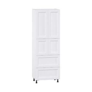 Dahlia Bright White  Shaker Assembled Pantry Cabinet 4 Doors with 2 Drawers and 2 Inner Drawers (30 in. W X 89.5 in. H X 24 in. D)