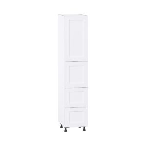 Jasmine Painted Warm White  Shaker Assembled Pantry Cabinet 1 Doors with 2 Drawers and 2 Inner Drawers (18 in. W X 89.5 in. H X 24 in. D)