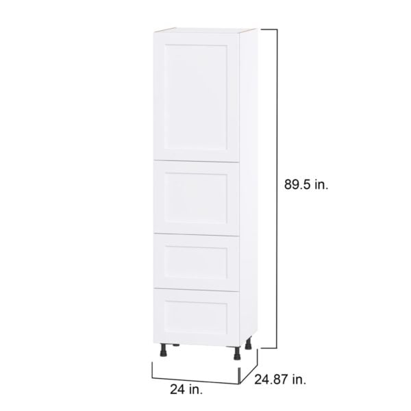 Jasmine Painted Warm White  Shaker Assembled Pantry Cabinet 1 Doors with 2 Drawers and 2 Inner Drawers (24 in. W X 89.5 in. H X 24 in. D)