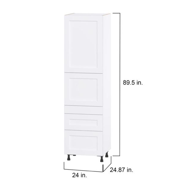 Jasmine Painted Warm White  Shaker Assembled Pantry  Cabinet with 3 Drawers and 2 Inner Drawers (24 in. W X 89.5 in. H X 24 in. D)