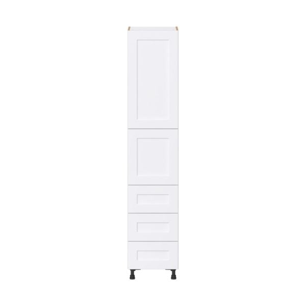 Jasmine Painted Warm White  Shaker Assembled Pantry Cabinet 1 Doors with 3 Drawers and 2 Inner Drawers (18 in. W X 89.5 in. H X 24 in. D)