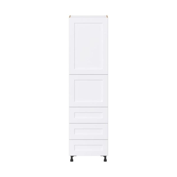 Jasmine Painted Warm White  Shaker Assembled Pantry Cabinet 1 Doors with 3 Drawers and 2 Inner Drawers (24 in. W X 89.5 in. H X 24 in. D)