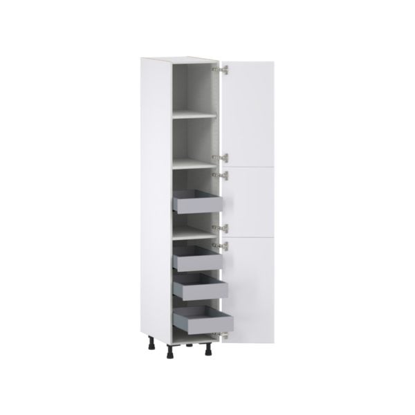 Jasmine Painted Warm White  Shaker Assembled Pantry Cabinet with 2 Doors and 4 Inner Drawers (15 in. W X 84.5 in. H X 24 in. D)