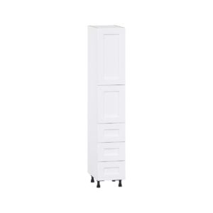 Jasmine Painted Warm White  Shaker Assembled Pantry Cabinet 2 Doors with 3 Drawers and 2 Inner Drawers (15 in. W X 84.5 in. H X 24 in. D)