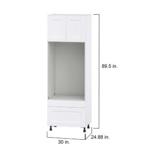 Jasmine Painted Warm White  Shaker Assembled Pantry Microwave/Oven Cabinet with 2 Drawers (30 in. W X 89.5 in. H X 24 in. D)