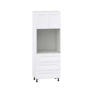 Jasmine Painted Warm White  Shaker Assembled Pantry Single Oven Cabinet with 3 Even Drawers (30 in. W X 84.5 in. H X 24 in. D)