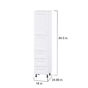 Jasmine Painted Warm White  Shaker Assembled Pantry Cabinet 2 Doors with 3 Drawers and 2 Inner Drawers (18 in. W X 84.5 in. H X 24 in. D)