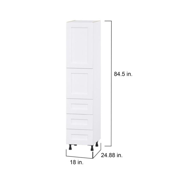 Jasmine Painted Warm White  Shaker Assembled Pantry Cabinet 2 Doors with 3 Drawers and 2 Inner Drawers (18 in. W X 84.5 in. H X 24 in. D)