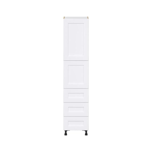 Jasmine Painted Warm White  Shaker Assembled Pantry Cabinet 2 Doors with 3 Drawers and 2 Inner Drawers (18 in. W X 84.5 in. H X 24 in. D)