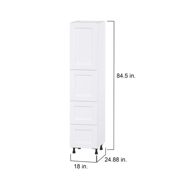 Jasmine Painted Warm White  Shaker Assembled Pantry Cabinet 2 Doors with 2 Drawers and 2 Inner Drawers (18 in. W X 84.5 in. H X 24 in. D)