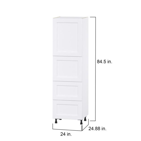 Jasmine Painted Warm White  Shaker Assembled Pantry Cabinet 2 Doors with 2 Drawers and 2 Inner Drawers (24 in. W X 84.5 in. H X 24 in. D)