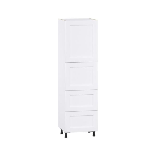 Jasmine Painted Warm White  Shaker Assembled Pantry Cabinet 2 Doors with 2 Drawers and 2 Inner Drawers (24 in. W X 84.5 in. H X 24 in. D)