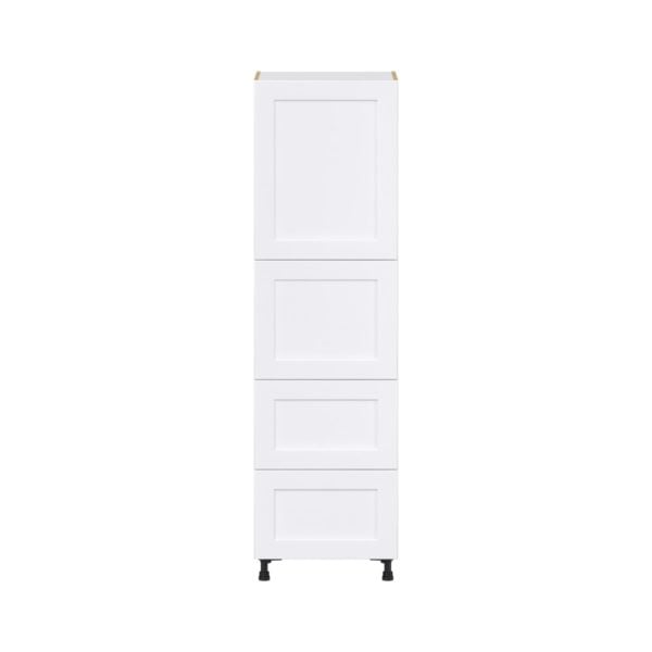 Jasmine Painted Warm White  Shaker Assembled Pantry Cabinet 2 Doors with 2 Drawers and 2 Inner Drawers (24 in. W X 84.5 in. H X 24 in. D)