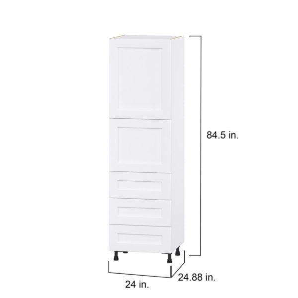 Jasmine Painted Warm White  Shaker Assembled Pantry Cabinet 2 Doors with 3 Drawers and 2 Inner Drawers (24 in. W X 84.5 in. H X 24 in. D)