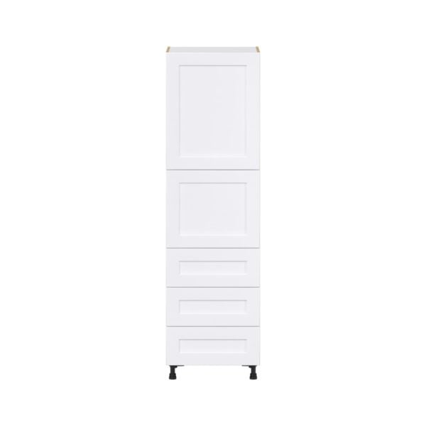 Jasmine Painted Warm White  Shaker Assembled Pantry Cabinet 2 Doors with 3 Drawers and 2 Inner Drawers (24 in. W X 84.5 in. H X 24 in. D)