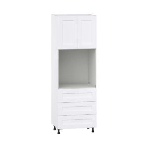 Jasmine Painted Warm White  Shaker Assembled Pantry Single Oven Cabinet with 3 Even Drawers (30 in. W X 89.5 in. H X 24 in. D)