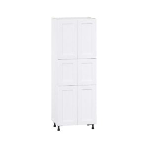 Jasmine Painted Warm White  Shaker Assembled Pantry Cabinet with 6 Doors and 4 Inner Drawers (24 in. W X 84.5 in. H X 24 in. D)