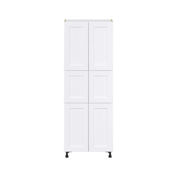 Jasmine Painted Warm White  Shaker Assembled Pantry Cabinet with 6 Doors and 4 Inner Drawers (24 in. W X 84.5 in. H X 24 in. D)