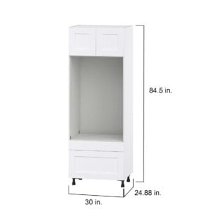 Jasmine Painted Warm White  Shaker Assembled Pantry Microwave/Oven Combo Cabinet with 2 Drawers (30 in. W X 84.5 in. H X 24 in. D)