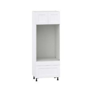 Jasmine Painted Warm White  Shaker Assembled Pantry Microwave/Oven Combo Cabinet with 2 Drawers (30 in. W X 84.5 in. H X 24 in. D)