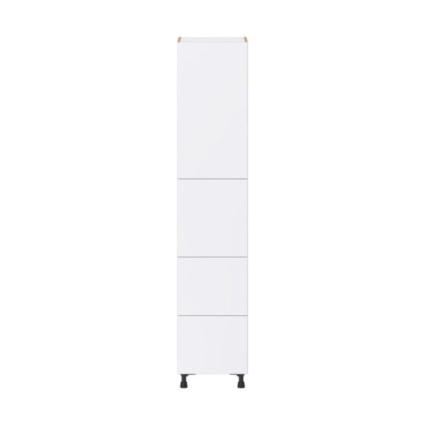 Lily Bright White  Slab Assembled Pantry Cabinet 1 Doors with 2 Drawers and 2 Inner Drawers (18 in. W X 89.5 in. H X 24 in. D)