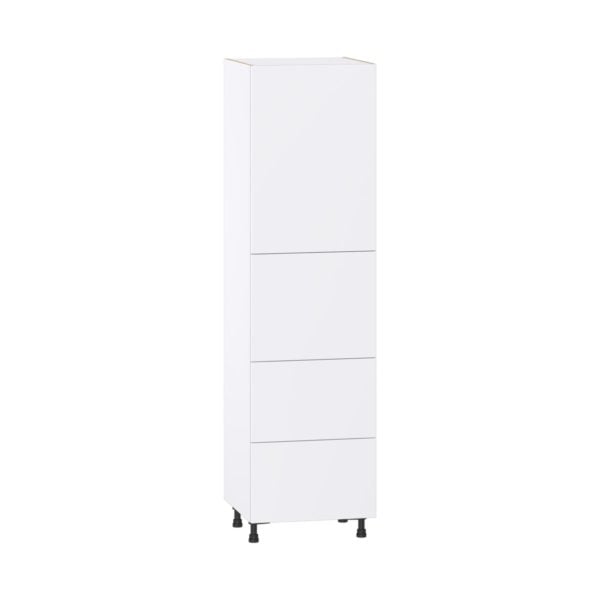 Lily Bright White  Slab Assembled Pantry Cabinet 1 Doors with 2 Drawers and 2 Inner Drawers (24 in. W X 89.5 in. H X 24 in. D)