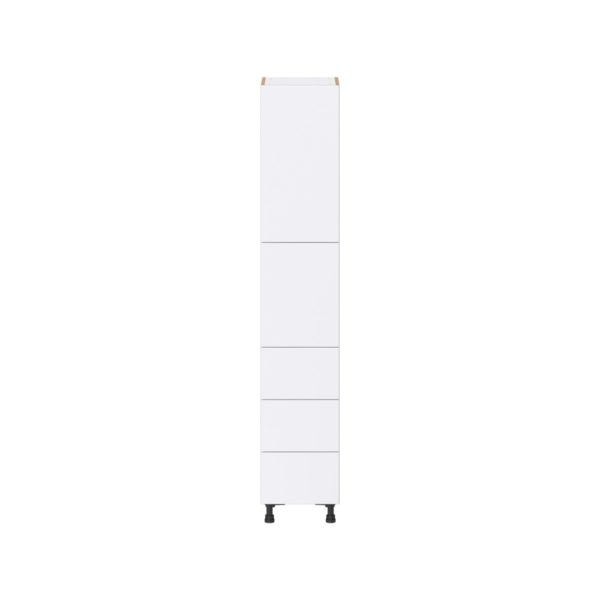 Lily Bright White  Slab Assembled Pantry Cabinet 2 Doors with 3 Drawers and 2 Inner Drawers (15 in. W X 84.5 in. H X 24 in. D)