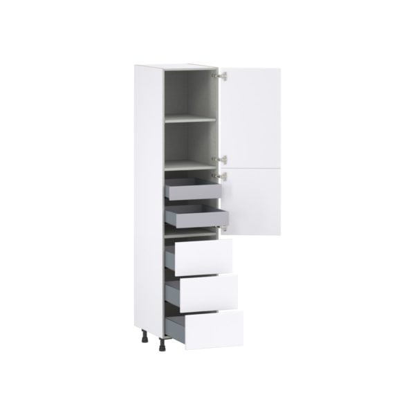 Lily Bright White  Slab Assembled Pantry Cabinet 2 Doors with 3 Drawers and 2 Inner Drawers (18 in. W X 84.5 in. H X 24 in. D)