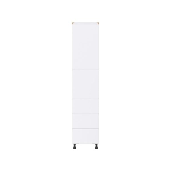 Lily Bright White  Slab Assembled Pantry Cabinet 2 Doors with 3 Drawers and 2 Inner Drawers (18 in. W X 84.5 in. H X 24 in. D)