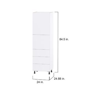 Lily Bright White  Slab Assembled Pantry Cabinet 2 Doors with 3 Drawers and 2 Inner Drawers (24 in. W X 84.5 in. H X 24 in. D)