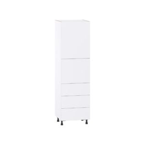 Lily Bright White  Slab Assembled Pantry Cabinet 2 Doors with 3 Drawers and 2 Inner Drawers (24 in. W X 84.5 in. H X 24 in. D)