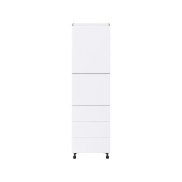 Lily Bright White  Slab Assembled Pantry Cabinet 2 Doors with 3 Drawers and 2 Inner Drawers (24 in. W X 84.5 in. H X 24 in. D)