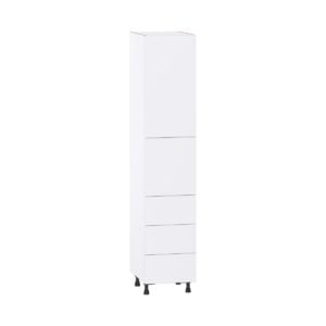 Lily Bright White  Slab Assembled Pantry Cabinet 1 Doors with 3 Drawers and 2 Inner Drawers (18 in. W X 89.5 in. H X 24 in. D)