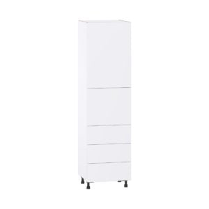 Lily Bright White  Slab Assembled Pantry Cabinet 1 Doors with 3 Drawers and 2 Inner Drawers (24 in. W X 89.5 in. H X 24 in. D)