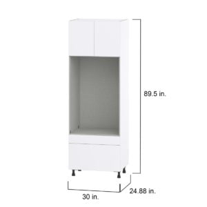 Lily Bright White  Slab Assembled Pantry Microwave/Oven Cabinet with 2 Drawers (30 in. W X 89.5 in. H X 24 in. D)