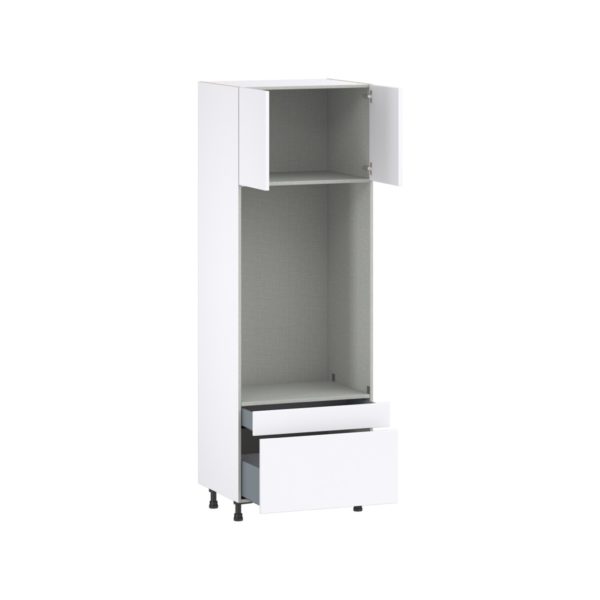 Lily Bright White  Slab Assembled Pantry Microwave/Oven Cabinet with 2 Drawers (30 in. W X 89.5 in. H X 24 in. D)