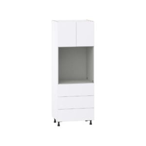 Lily Bright White  Slab Assembled Pantry Single Oven Cabinet with 3 Even Drawers (30 in. W X 84.5 in. H X 24 in. D)