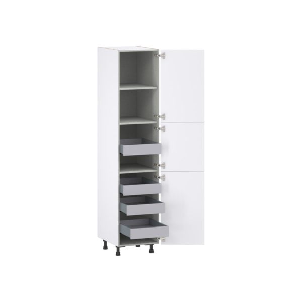 Lily Bright White  Slab Assembled Pantry Cabinet with 2 Doors and 4 Inner Drawers (18 in. W X 84.5 in. H X 24 in. D)