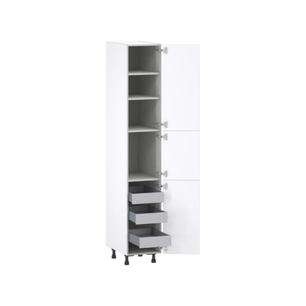 Lily Bright White  Slab Assembled Pantry Cabinet with 2 Doors and 3 Inner Drawers (15 in. W X 89.5 in. H X 24 in. D)