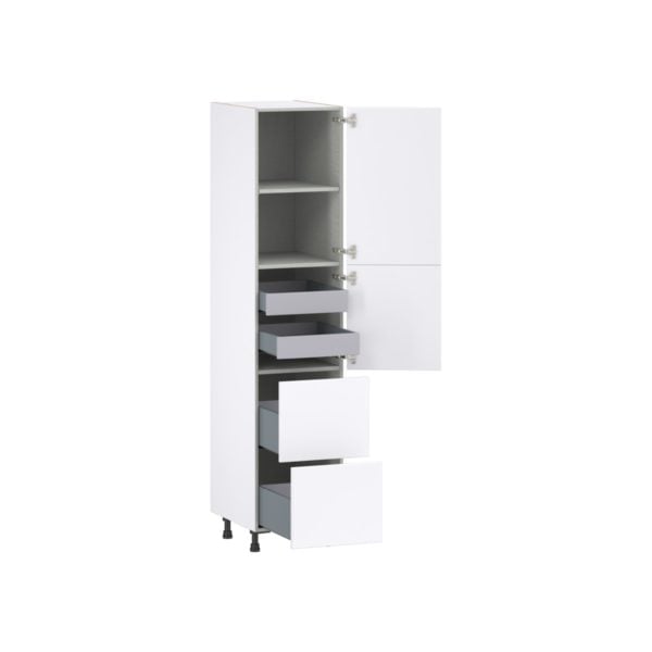 Lily Bright White  Slab Assembled Pantry Cabinet 2 Doors with 2 Drawers and 2 Inner Drawers (18 in. W X 84.5 in. H X 24 in. D)