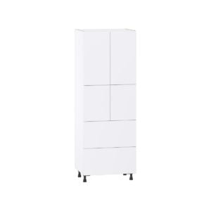 Lily Bright White  Slab Assembled Pantry Cabinet 4 Doors with 2 Drawers and 2 Inner Drawers (30 in. W X 84.5 in. H X 24 in. D)