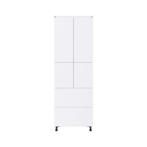 Lily Bright White  Slab Assembled Pantry Cabinet 4 Doors with 2 Drawers and 2 Inner Drawers (30 in. W X 89.5 in. H X 24 in. D)