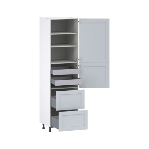 Sea Holly Light Gray  Shaker Assembled Pantry Cabinet 1 Doors with 2 Drawers and 2 Inner Drawers (24 in. W X 89.5 in. H X 24 in. D)