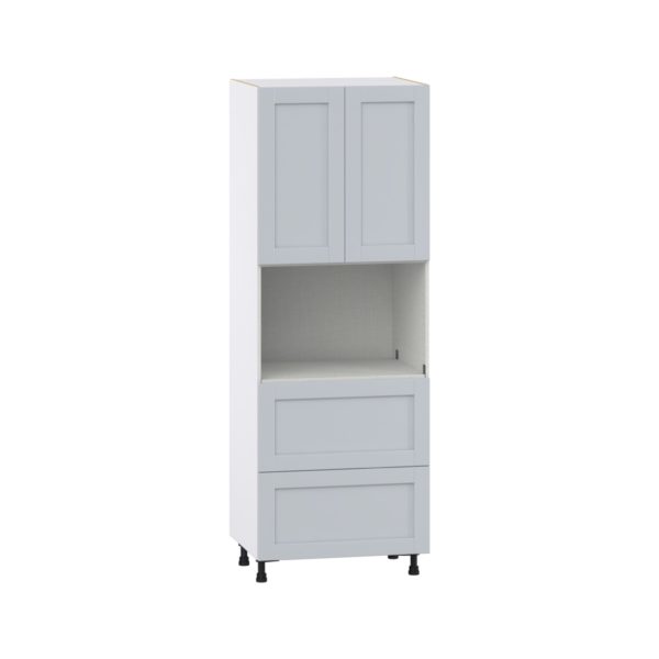 Sea Holly Light Gray  Shaker Assembled Pantry Microwave Cabinet with 2 Drawer (30 in. W X 84.5 in. H X 24 in. D)