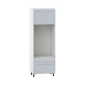 Sea Holly Light Gray  Shaker Assembled Pantry Microwave/Oven Cabinet with 2 Drawers (30 in. W X 89.5 in. H X 24 in. D)